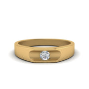 Half Bezel Solitaire Mens Diamond Ring